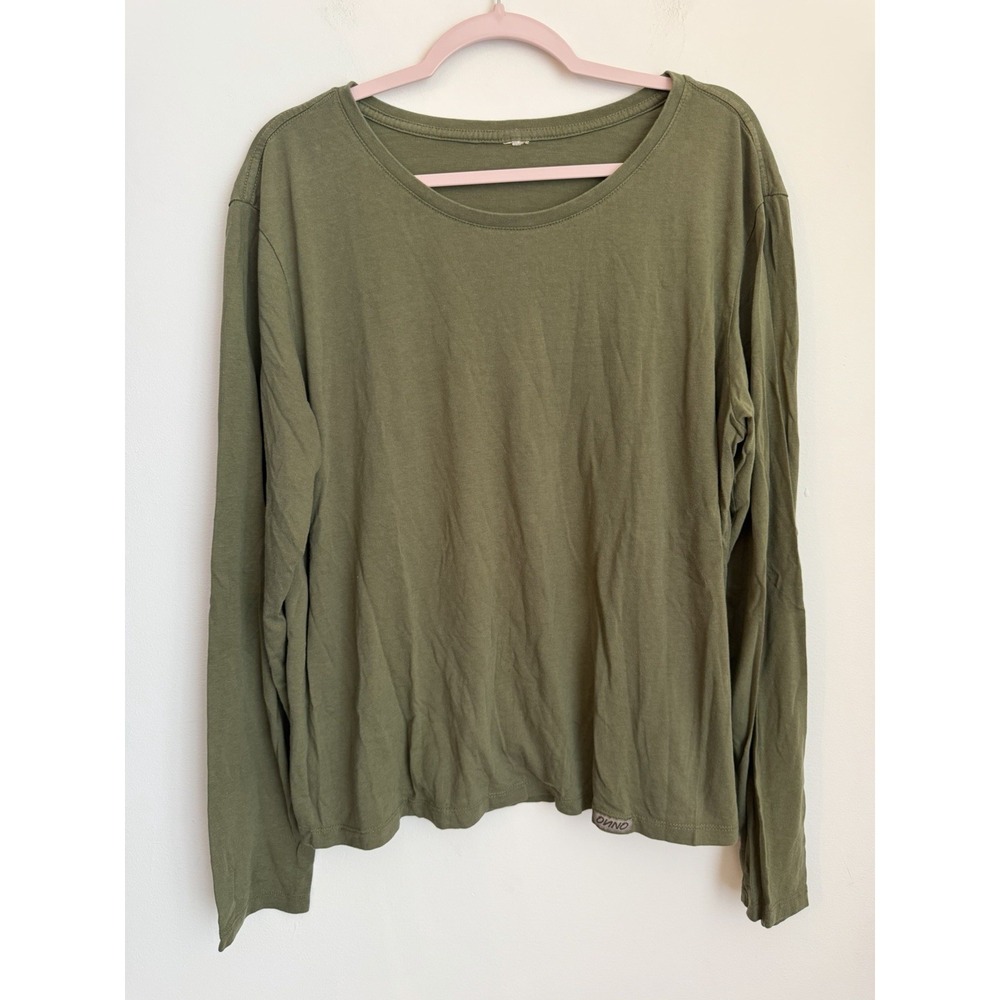 Onno Womens T Shirt XL Green Long Sleeve Organic Cotton Bamboo